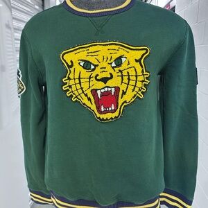 Ralph Lauren Polo Varsity Green Tiger Patch Pullover Crew Neck Sweatshirt Men S